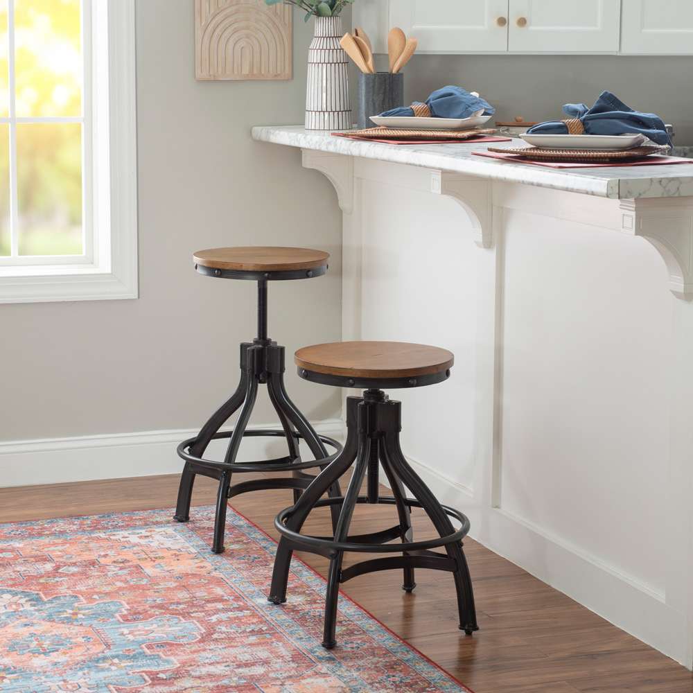 Powell Company - Hawkford Adjustable Height Backless Stool, Gunmetal - D1498LD23STL veiw 4