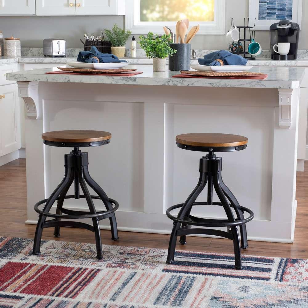 Powell Company - Hawkford Adjustable Height Backless Stool, Gunmetal - D1498LD23STL veiw 6
