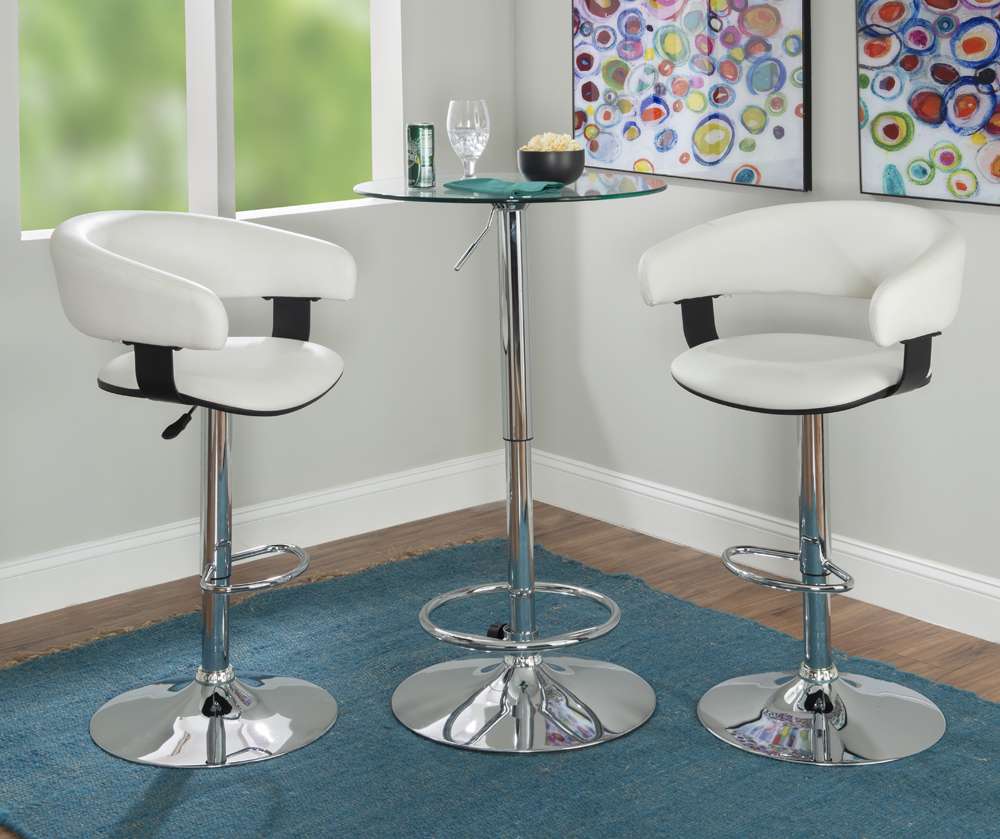 Powell Company - Jenna Barrel 3PC Pub Set White - D1455B21PC3WH veiw 4