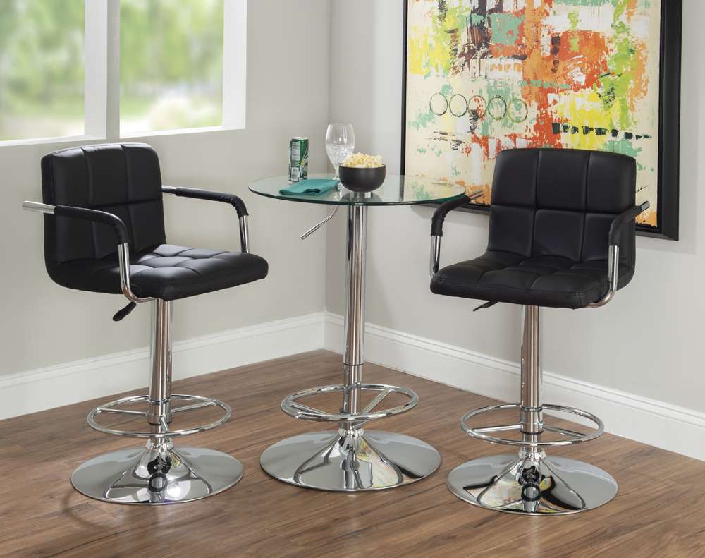 Powell Company - Jenna Quilted 3PC Pub Table Set Black - D1454B21PC3B veiw 1