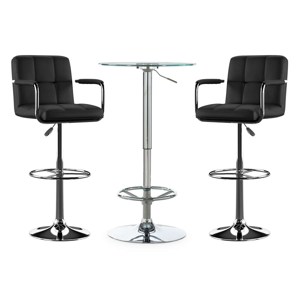Powell Company - Jenna Quilted 3PC Pub Table Set Black - D1454B21PC3B veiw 3