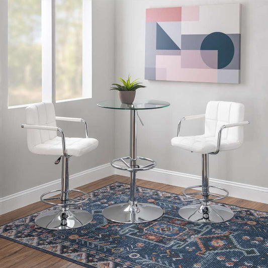 Powell Company - Jenna Quilted 3PC Pub Table Set White - D1454B21PC3W veiw 1