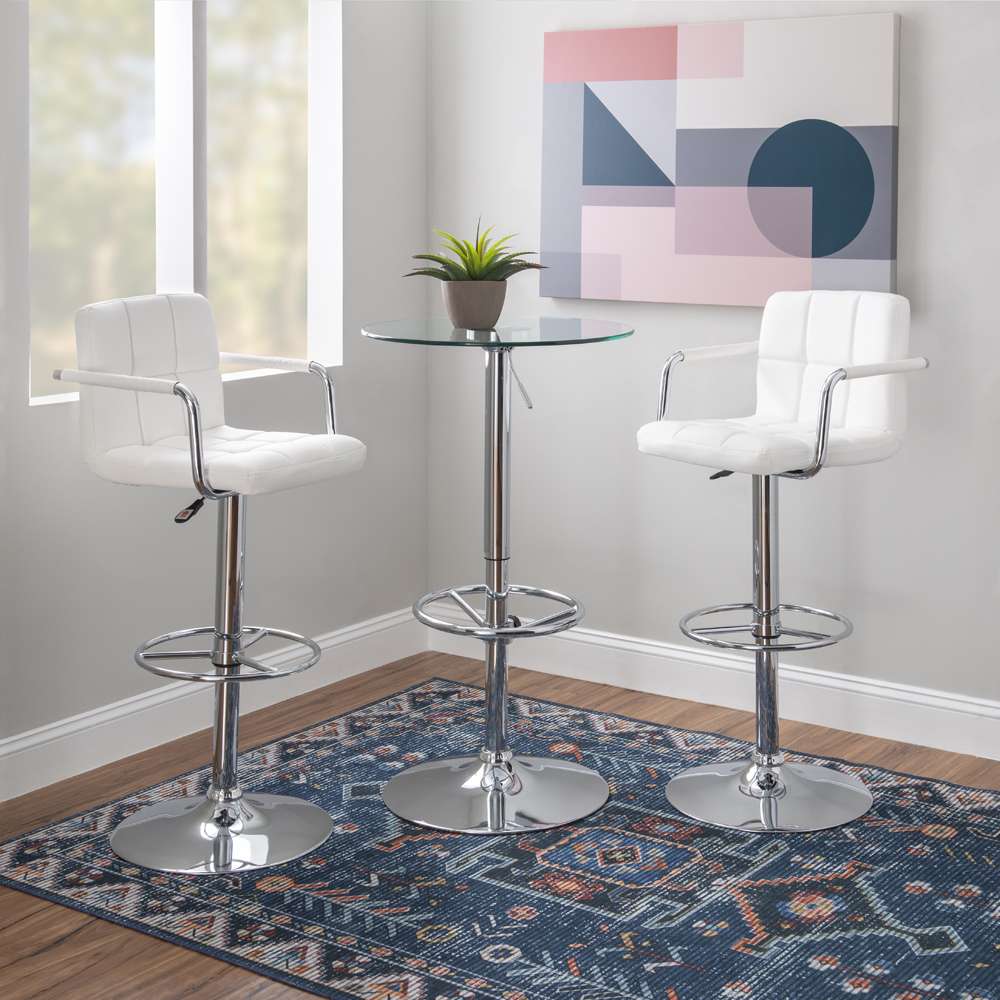 Powell Company - Jenna Quilted 3PC Pub Table Set White - D1454B21PC3W veiw 4