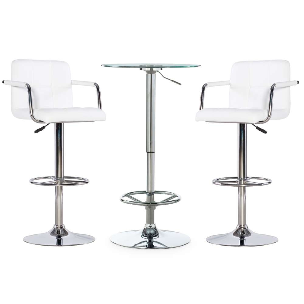 Powell Company - Jenna Quilted 3PC Pub Table Set White - D1454B21PC3W veiw 6