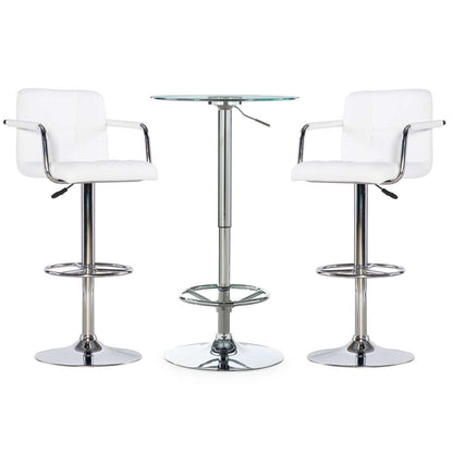 Powell Company - Jenna Quilted 3PC Pub Table Set White - D1454B21PC3W veiw 6