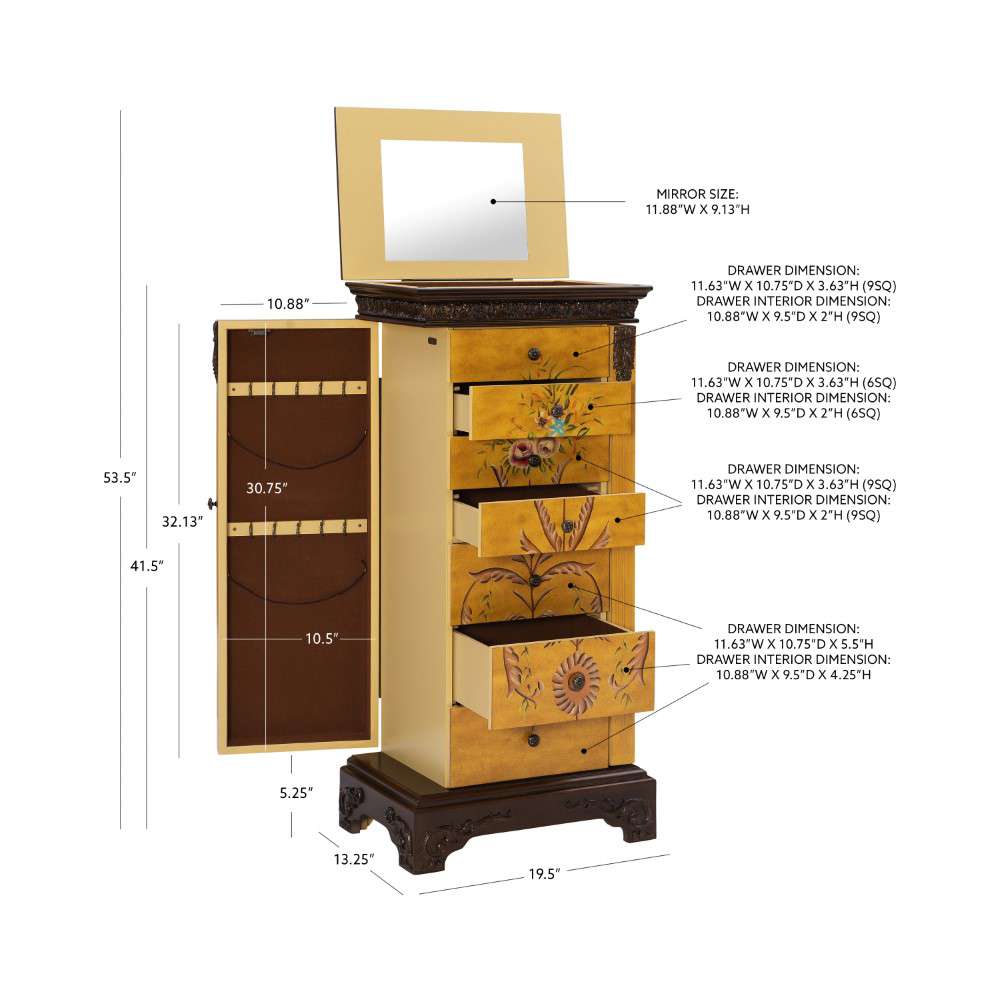 Powell Company - Masterpiece Antique Parchment Hand Painted Jewelry Armoire - 582-314 veiw 7