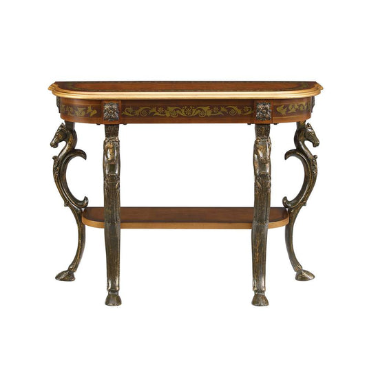 Powell Company - Masterpiece Floral Demilune Console Table With Horse Head, Hoofed-Foot Cast Legs & Display Shelf - 416-225 veiw 2