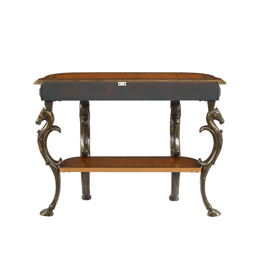 Powell Company - Masterpiece Floral Demilune Console Table With Horse Head, Hoofed-Foot Cast Legs & Display Shelf - 416-225 veiw 5