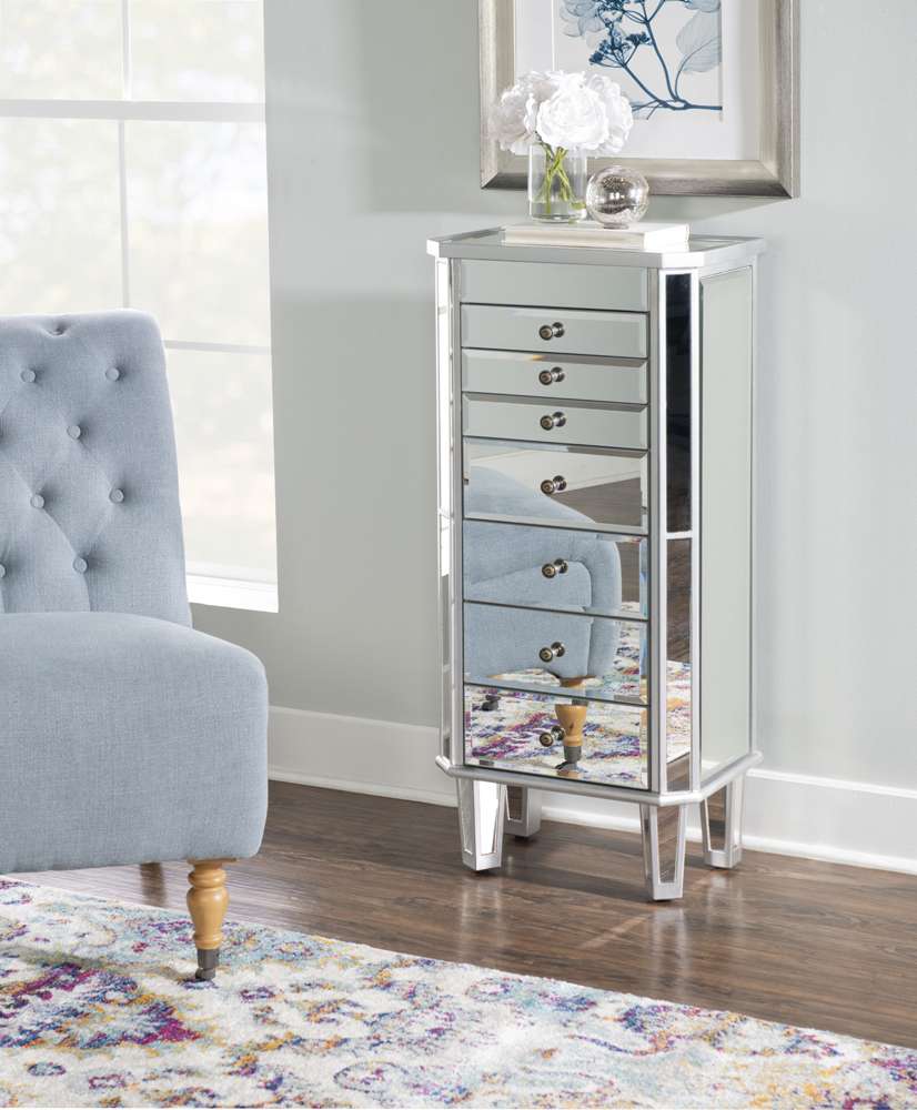 Powell Company - Mirrored Jewelry Armoire With Silver Wood - 233-314 veiw 1