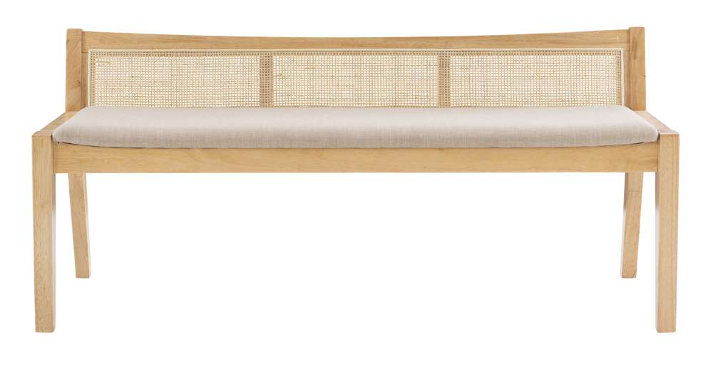 Powell Company - Nassau Rattan Cane Bench With Back, Beige - D1277S19 veiw 2