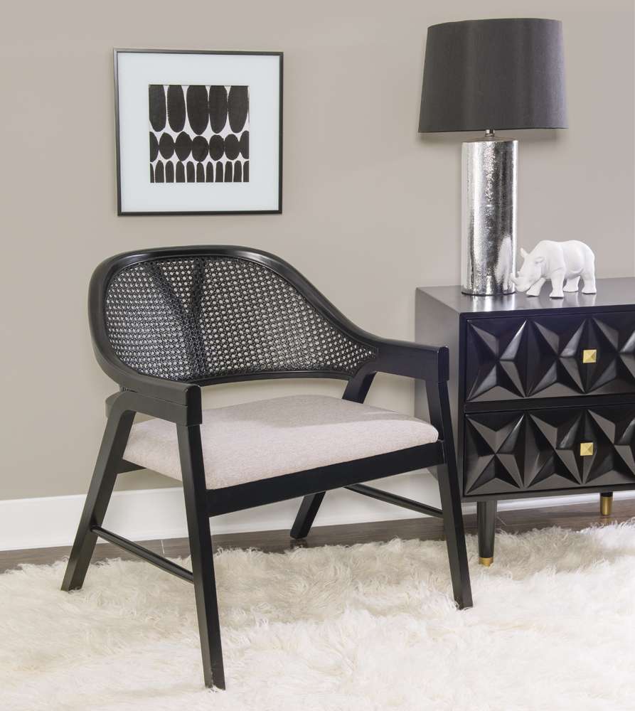 Powell Company - Nyla Dining Chair, Black/Light Beige Cushion - D1494D22AC veiw 7