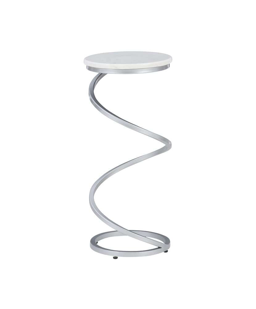 Powell Company - Rian Spiral Drink Table Silver White Marble - D1323A20WSB veiw 3