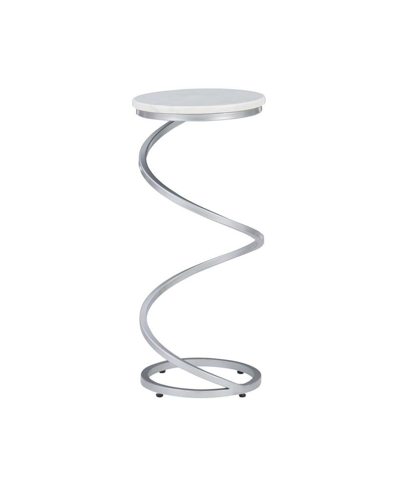 Powell Company - Rian Spiral Drink Table Silver White Marble - D1323A20WSB veiw 4