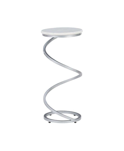 Powell Company - Rian Spiral Drink Table Silver White Marble - D1323A20WSB veiw 4