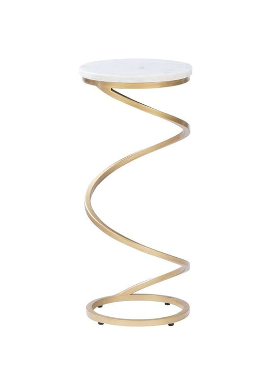 Powell Company - Rian Spiral Drink Table White Marble - D1323A20W veiw 1