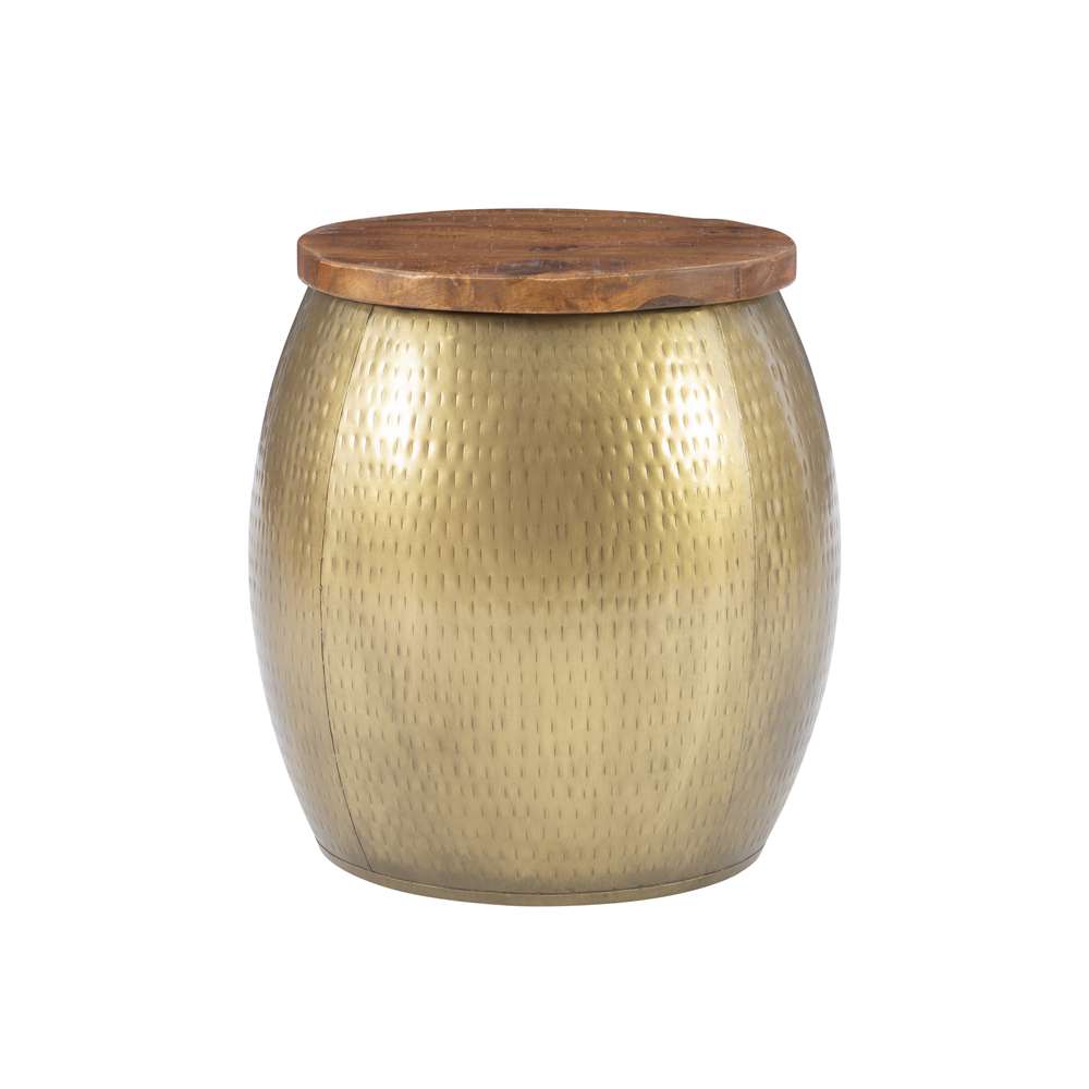 Powell Company - Royce Drum Side Table With Storage Brass - D1241A21STG veiw 1