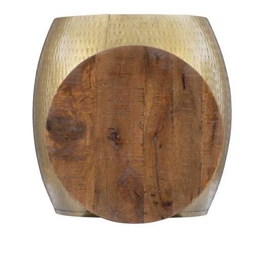 Powell Company - Royce Drum Side Table With Storage Brass - D1241A21STG veiw 2