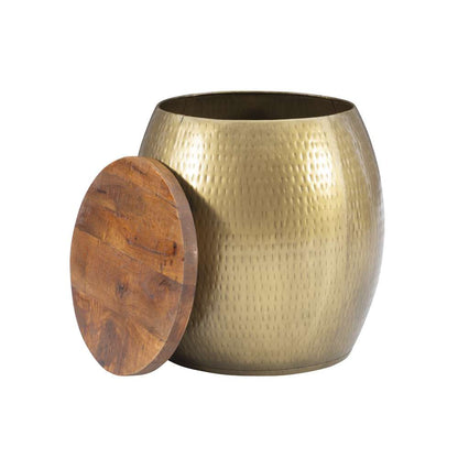 Powell Company - Royce Drum Side Table With Storage Brass - D1241A21STG veiw 3