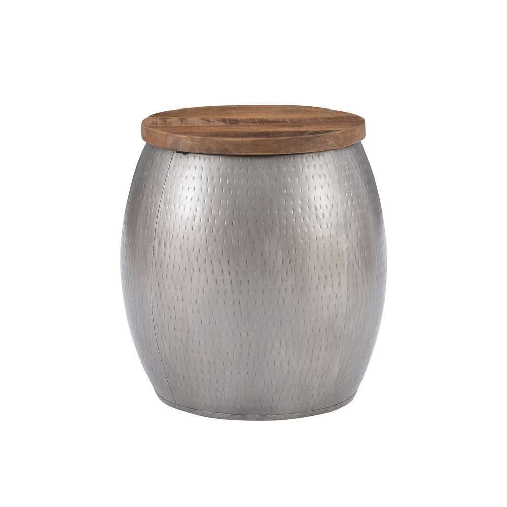 Powell Company - Royce Drum Side Table With Storage Pewter - D1241A21STS veiw 1