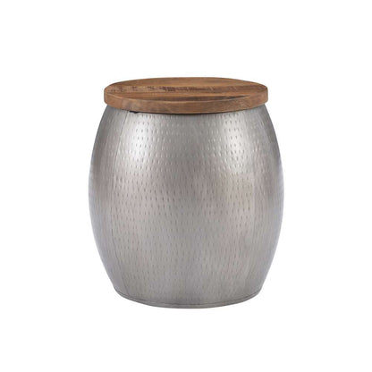 Powell Company - Royce Drum Side Table With Storage Pewter - D1241A21STS veiw 1