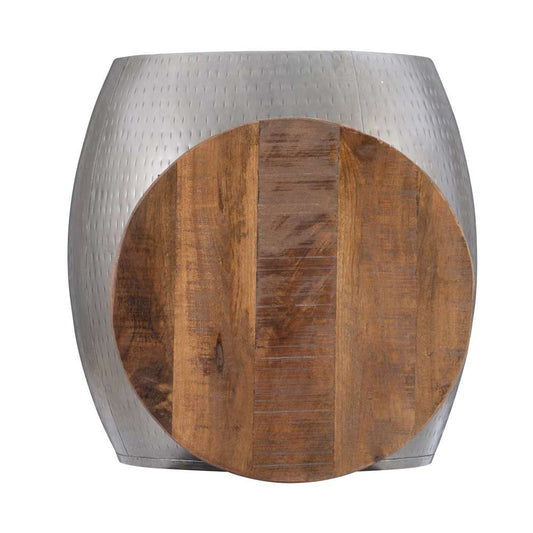 Powell Company - Royce Drum Side Table With Storage Pewter - D1241A21STS veiw 2