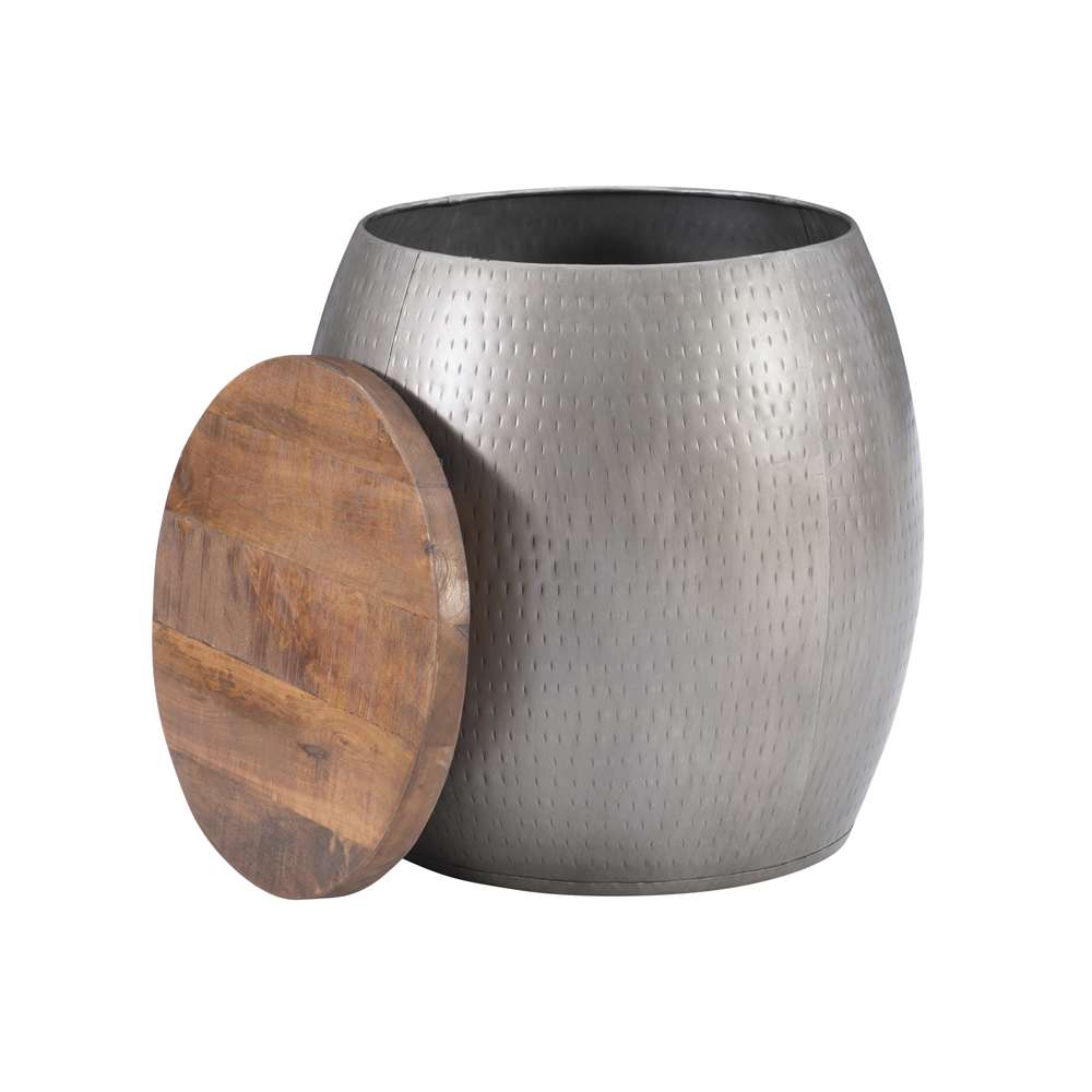 Powell Company - Royce Drum Side Table With Storage Pewter - D1241A21STS veiw 3