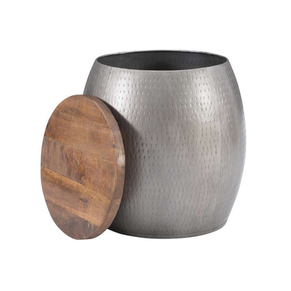 Powell Company - Royce Drum Side Table With Storage Pewter - D1241A21STS veiw 3
