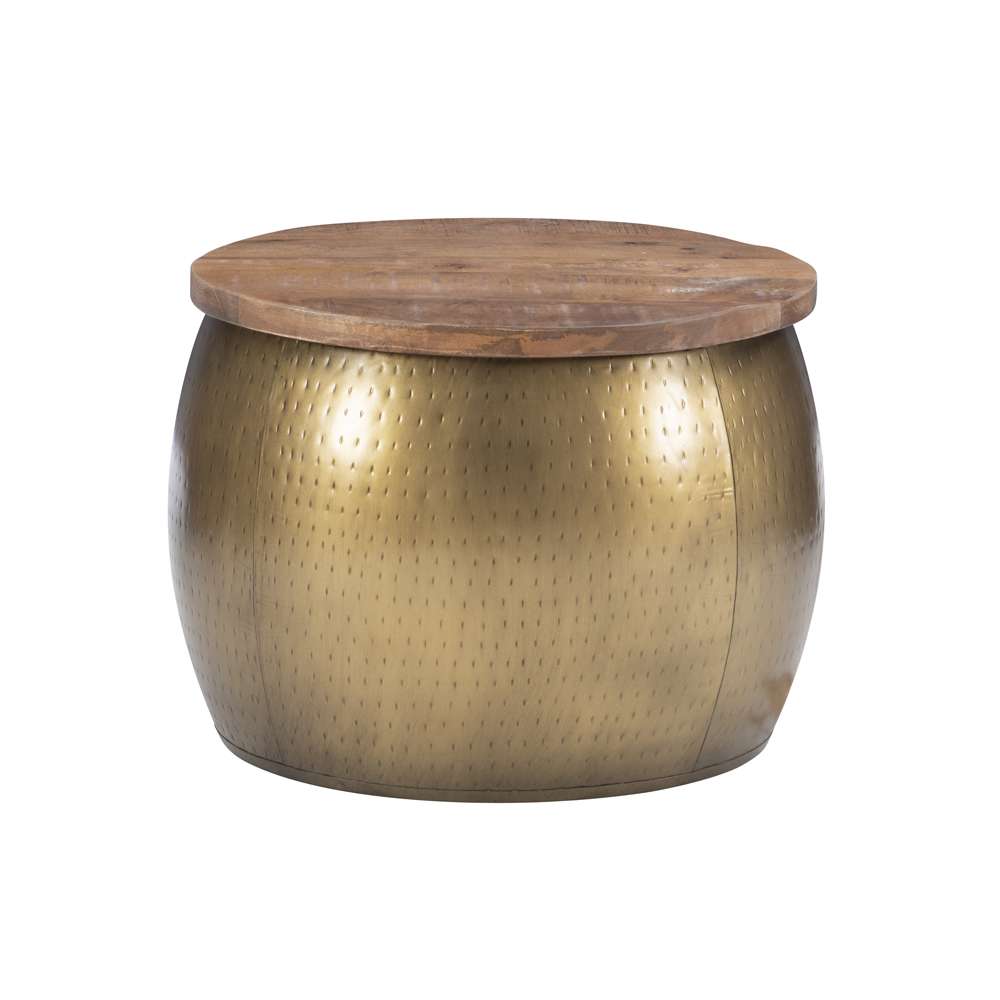 Powell Company - Royce Large Brass Gold Drum With Storage - D1241A19GL veiw 2