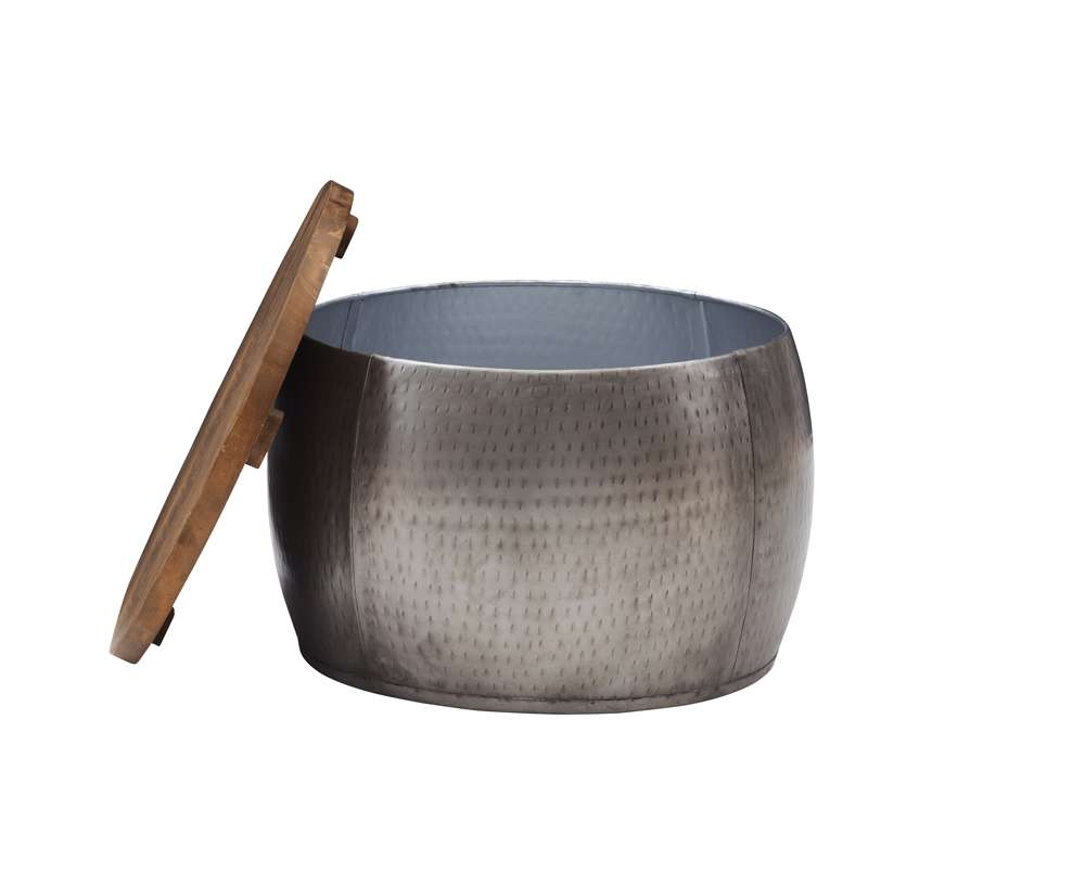Powell Company - Royce Small Pewter Drum With Storage - D1241A19SS veiw 3