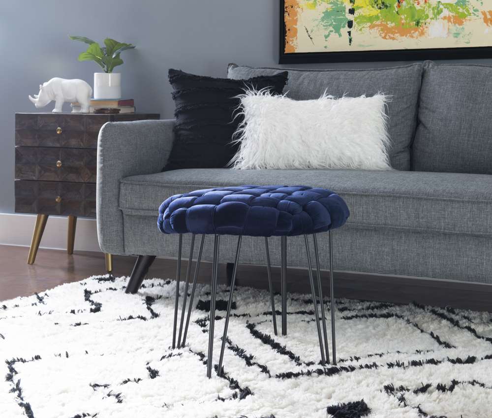 Powell Company - Shadbury Round Stool Navy - D1374S20RBN veiw 2