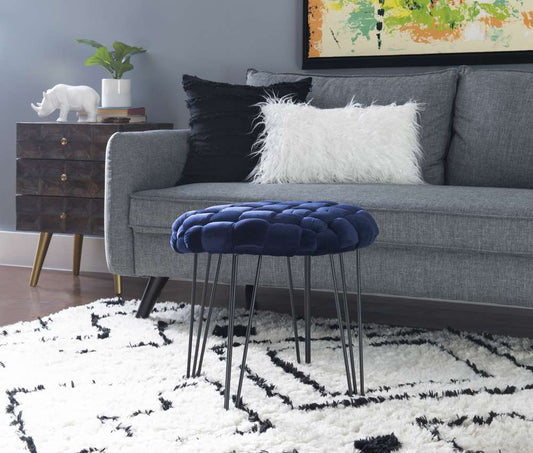 Powell Company - Shadbury Round Stool Navy - D1374S20RBN veiw 2