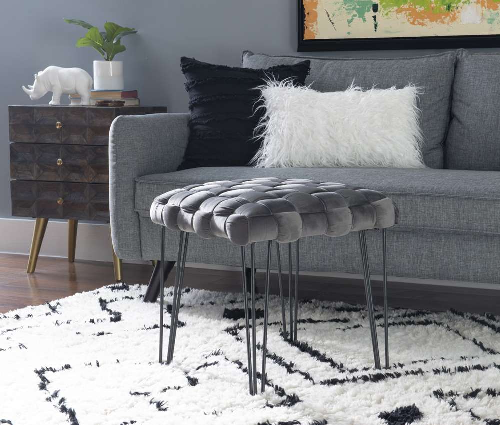 Powell Company - Shadbury Square Stool Grey - D1375S20SBG veiw 4