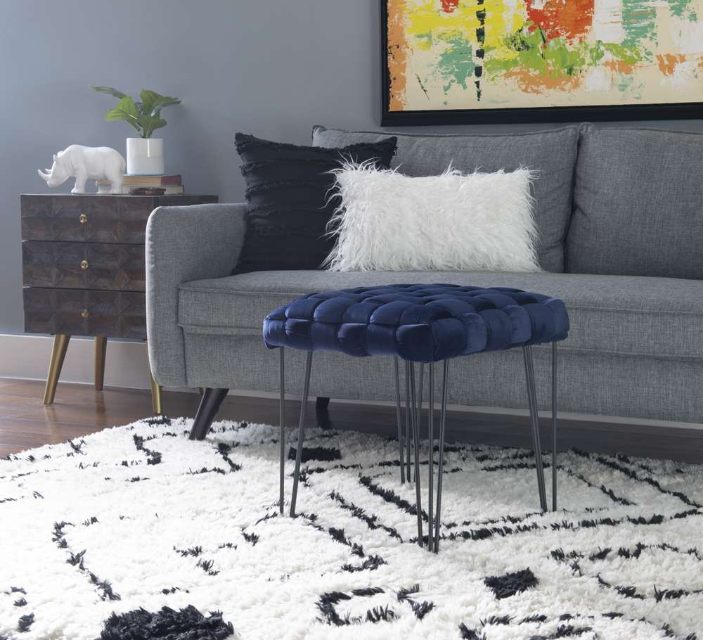 Powell Company - Shadbury Square Stool Navy - D1375S20SBN veiw 6