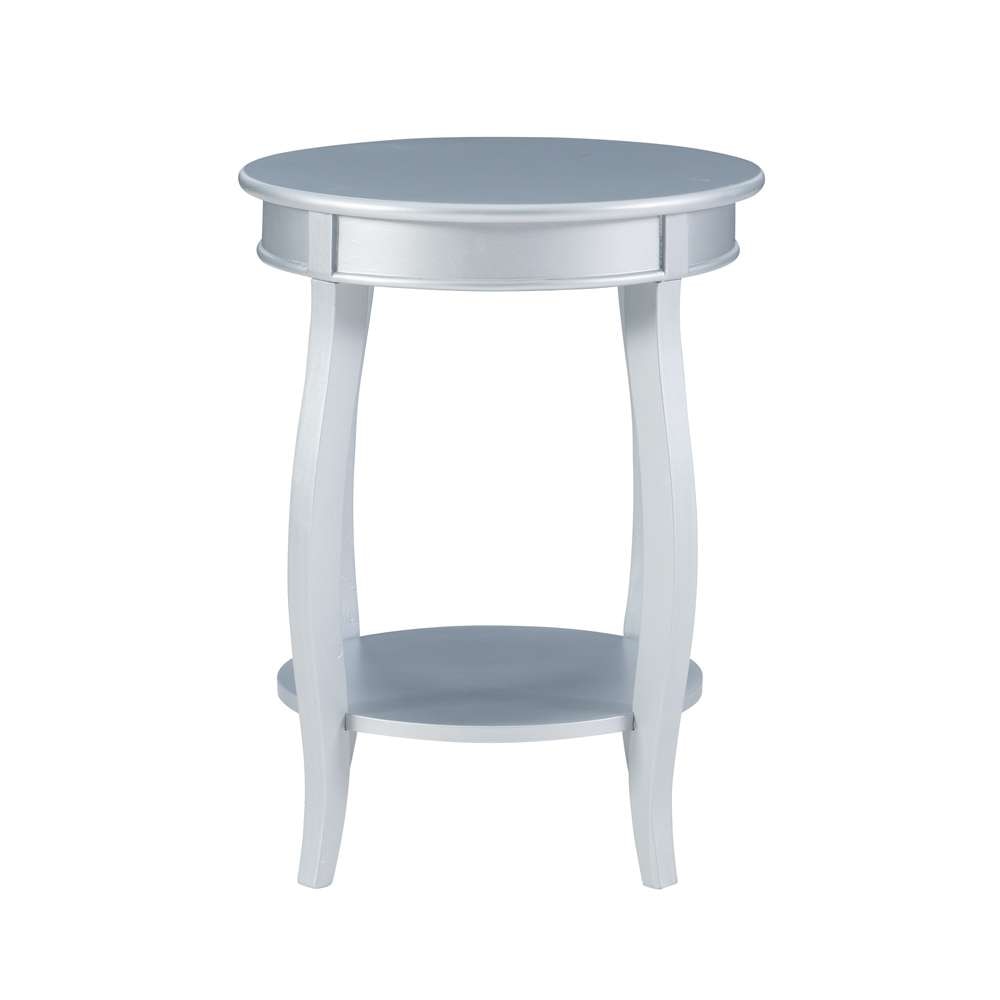 Powell Company - Silver Round Table With Shelf - 145-350 veiw 2
