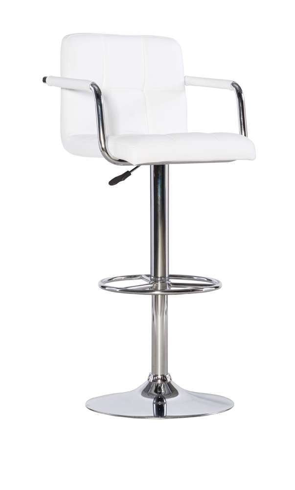 Powell Company - White And Chrome Quilted Barstool  - 274-915 veiw 1