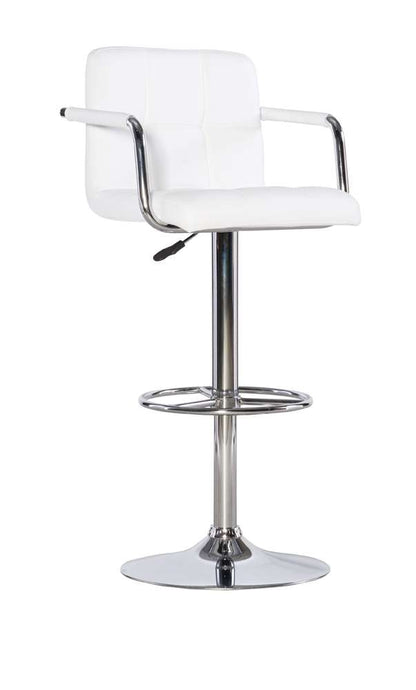 Powell Company - White And Chrome Quilted Barstool  - 274-915 veiw 1