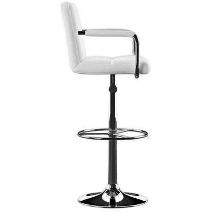 Powell Company - White And Chrome Quilted Barstool  - 274-915 veiw 2