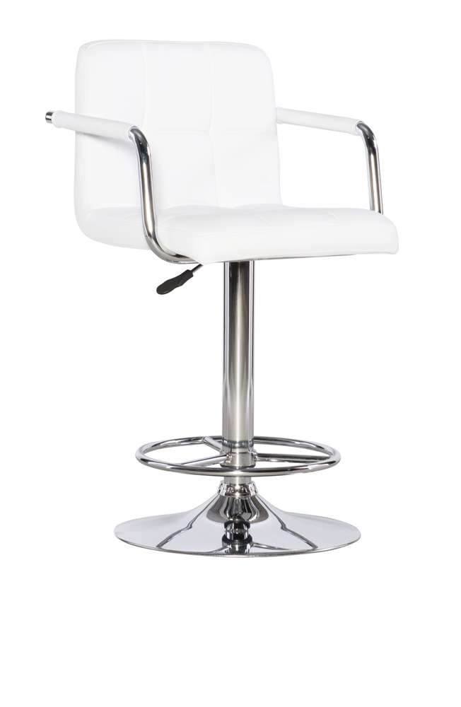Powell Company - White And Chrome Quilted Barstool  - 274-915 veiw 3