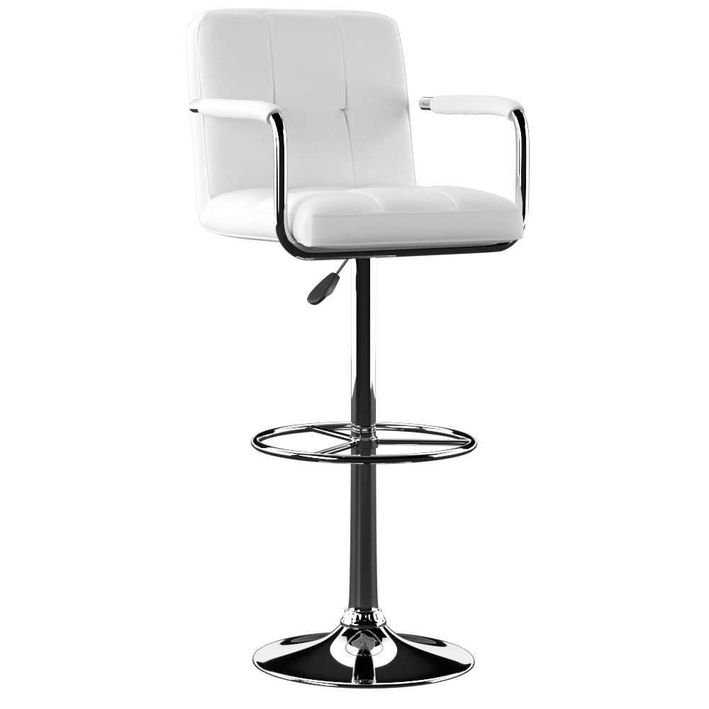 Powell Company - White And Chrome Quilted Barstool  - 274-915 veiw 4
