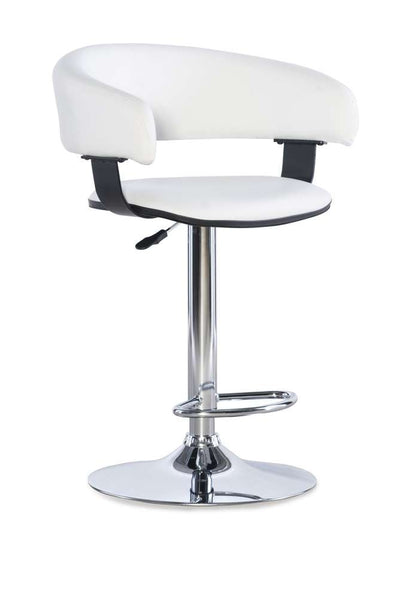 Powell Company - White Faux Leather Barrel & Chrome Adjustable Height Bar Stool - 211-915 veiw 1