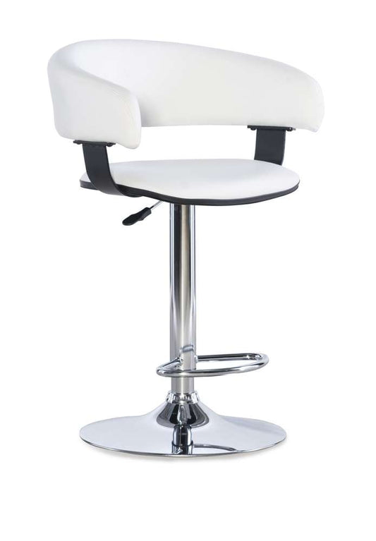 Powell Company - White Faux Leather Barrel & Chrome Adjustable Height Bar Stool - 211-915 veiw 1