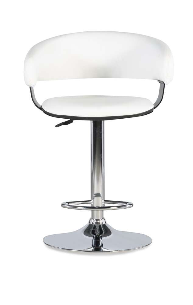 Powell Company - White Faux Leather Barrel & Chrome Adjustable Height Bar Stool - 211-915 veiw 2