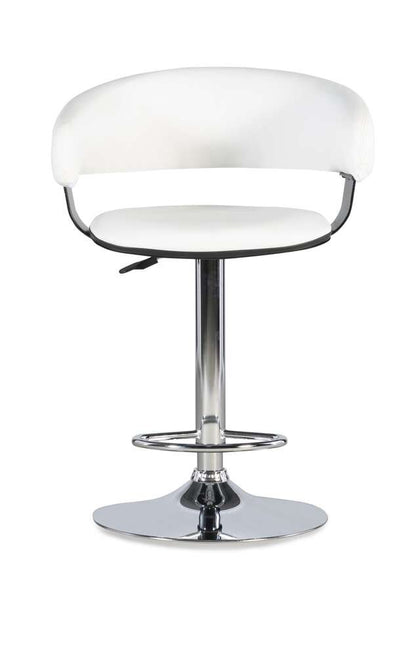 Powell Company - White Faux Leather Barrel & Chrome Adjustable Height Bar Stool - 211-915 veiw 2