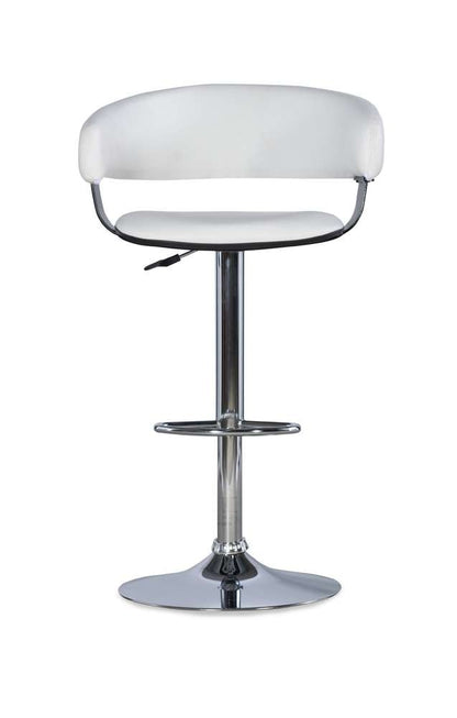 Powell Company - White Faux Leather Barrel & Chrome Adjustable Height Bar Stool - 211-915 veiw 3
