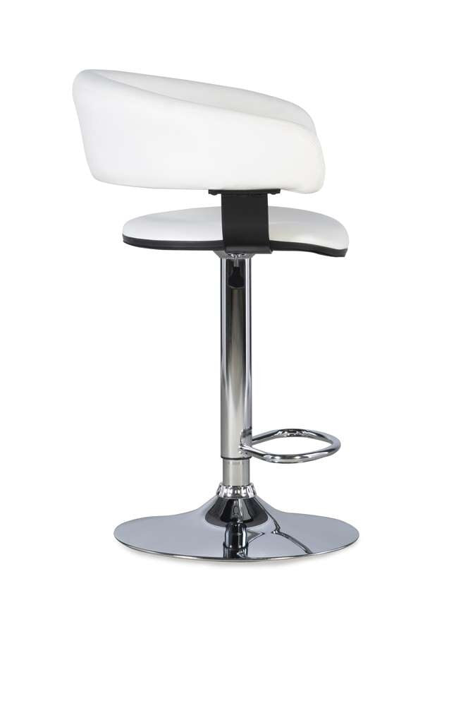 Powell Company - White Faux Leather Barrel & Chrome Adjustable Height Bar Stool - 211-915 veiw 4