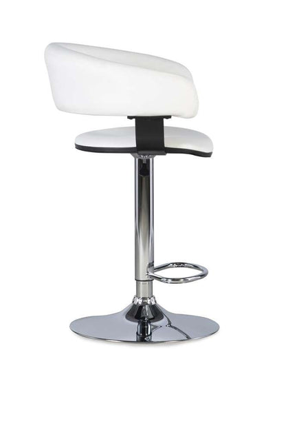 Powell Company - White Faux Leather Barrel & Chrome Adjustable Height Bar Stool - 211-915 veiw 4