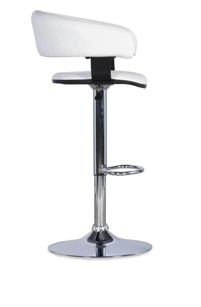 Powell Company - White Faux Leather Barrel & Chrome Adjustable Height Bar Stool - 211-915 veiw 5