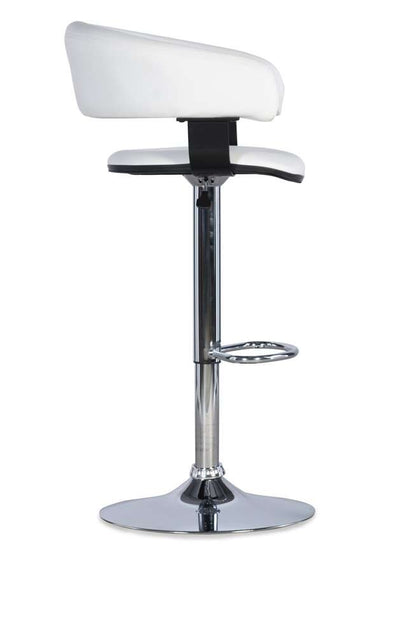 Powell Company - White Faux Leather Barrel & Chrome Adjustable Height Bar Stool - 211-915 veiw 5