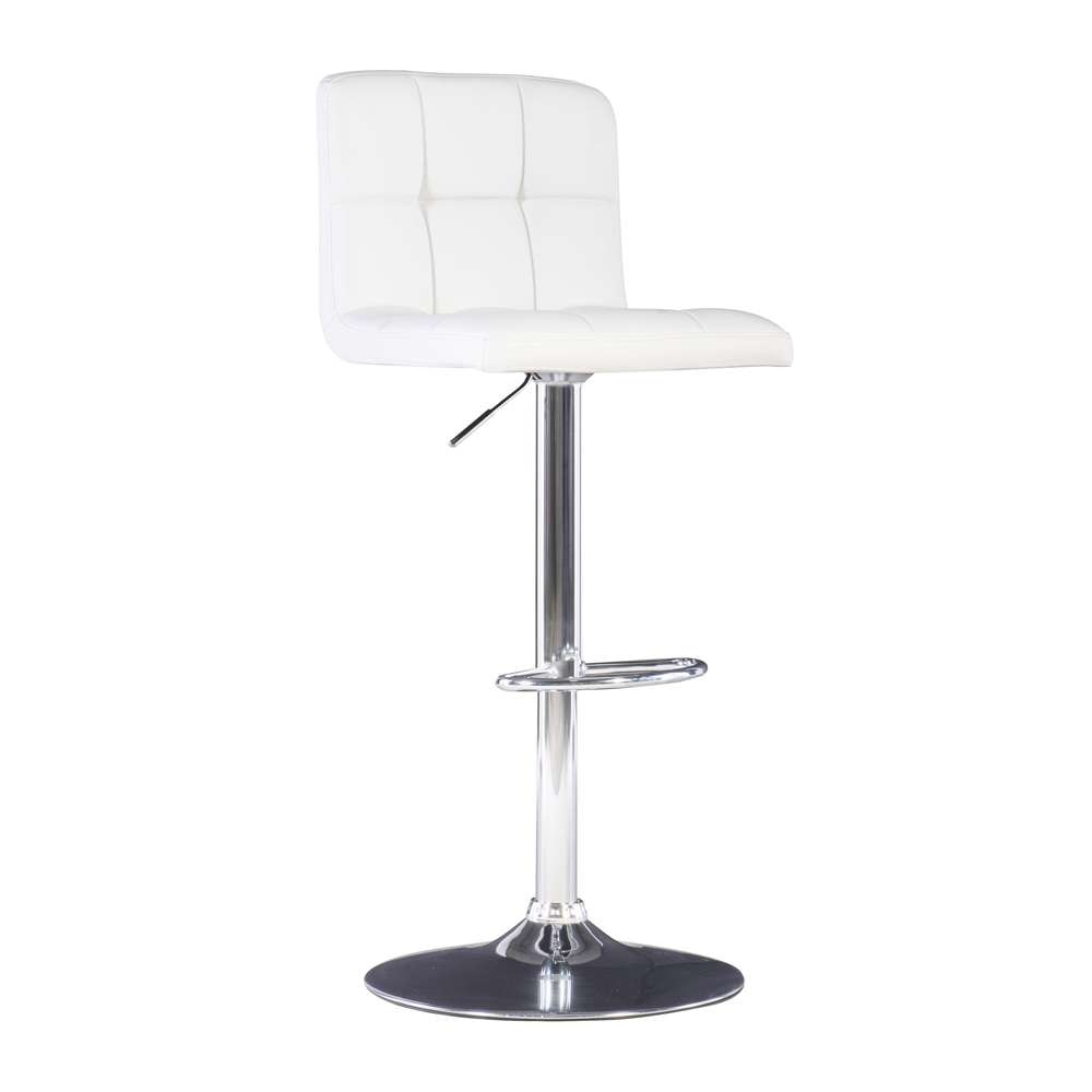 Powell Company - White Quilted Faux Leather & Chrome Adjustable Height Bar Stool - 211-851 veiw 1