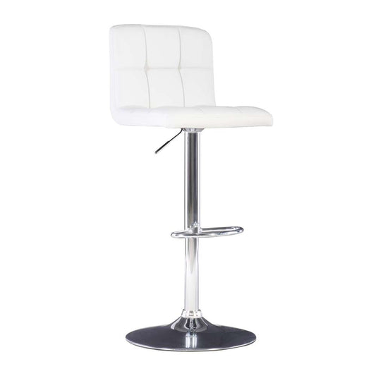 Powell Company - White Quilted Faux Leather & Chrome Adjustable Height Bar Stool - 211-851 veiw 1
